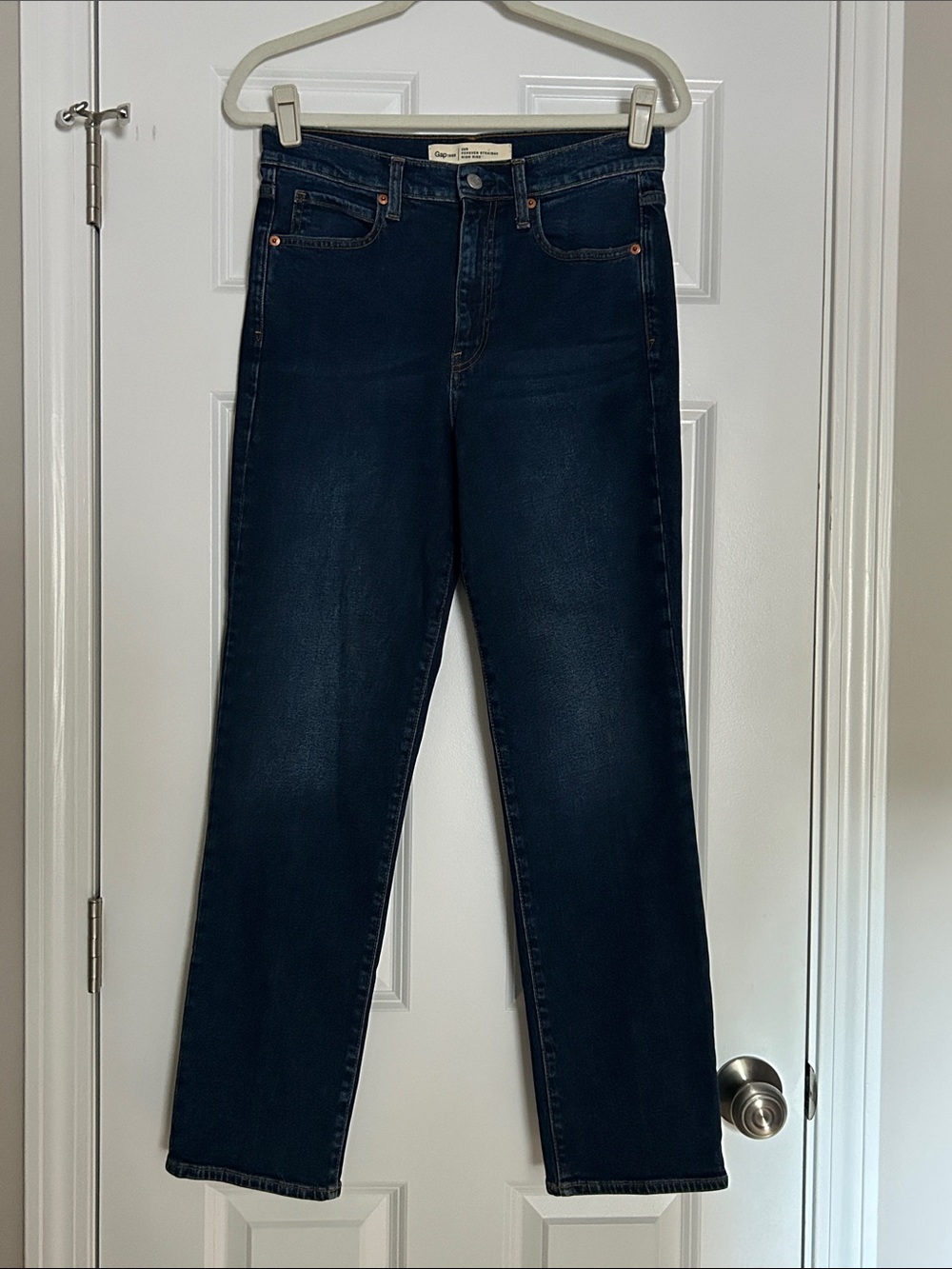 Gap 1969 Forever Straight High Rise Jean Dark Rinse Woman's 28 Regular